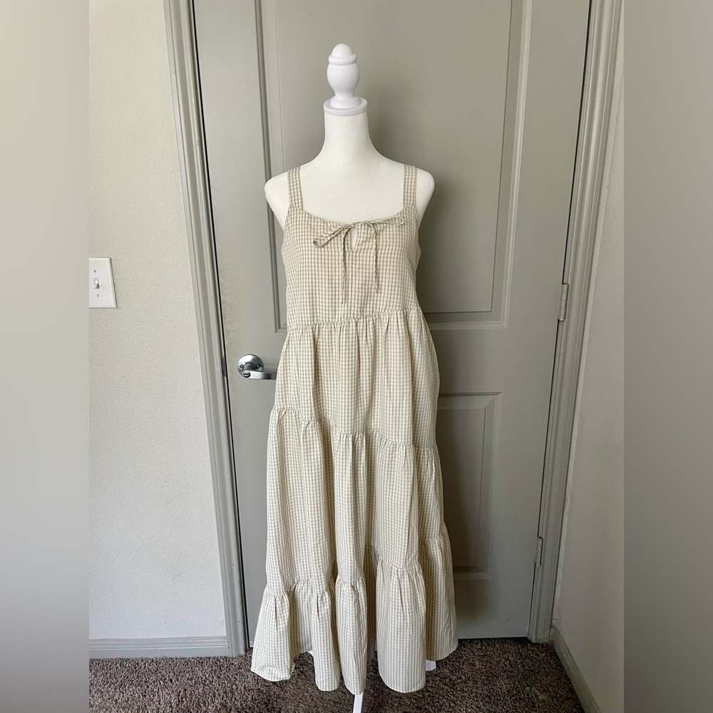Wishlist Cream Checkered Midi Dress